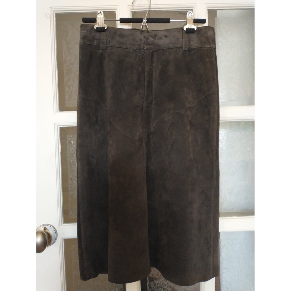 100% genuine brown suede skirt 38 with lining,  14,5" waist